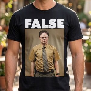 The Office Dwight Schrute False Graphic T-Shirt Black Mens Short Sleeve Tee